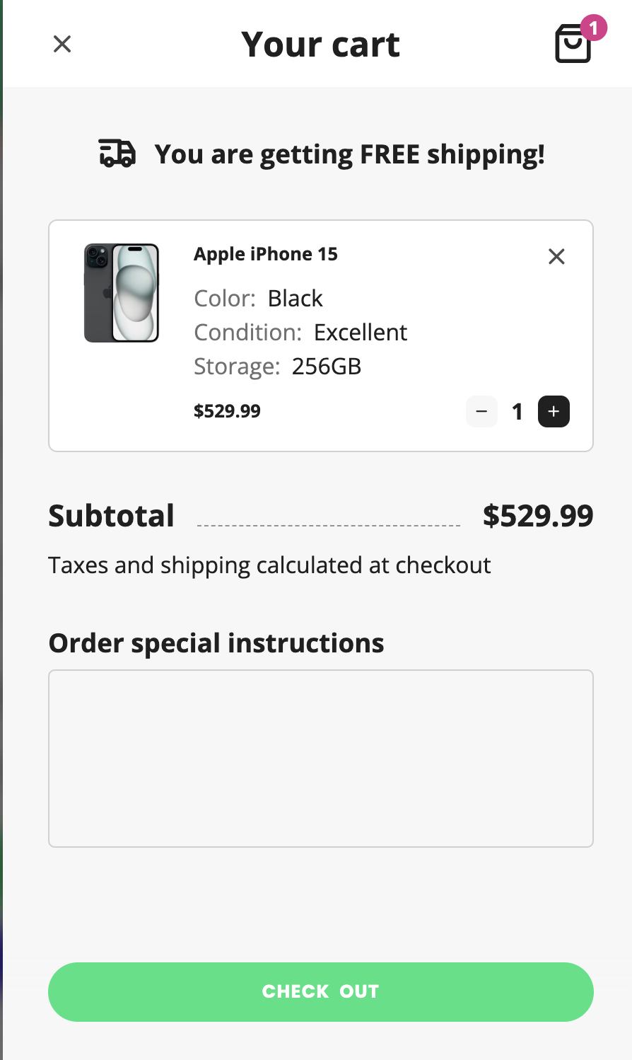 Streamlined Cart Panel